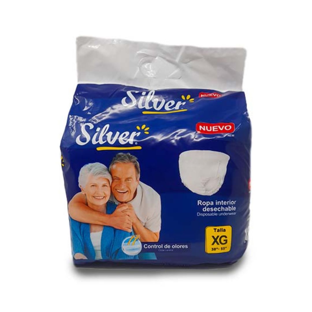Pañal desechable PULL UP SILVER para adulto talla XG (10 culeros)