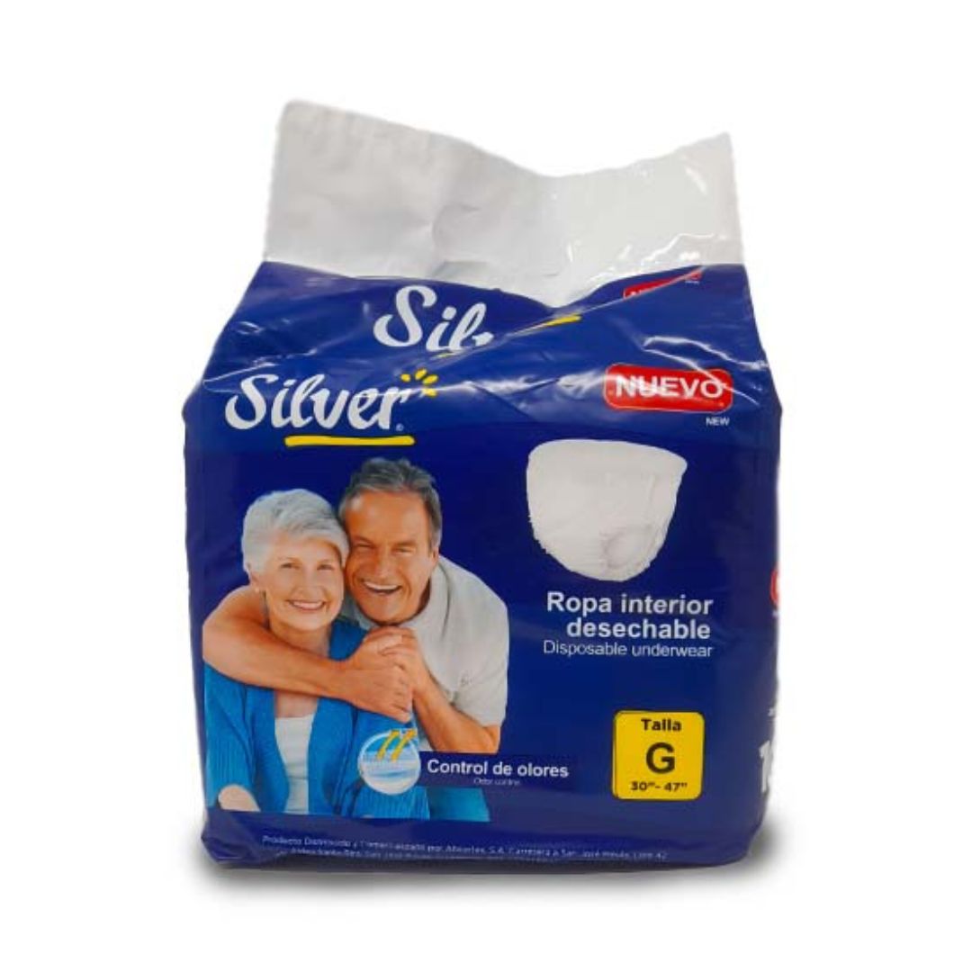 Pañal desechable PULL UP SILVER para adulto talla G (10 culeros)